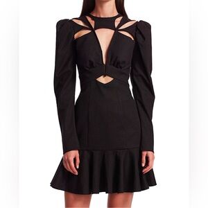 ACLER Lapkus Cutout Puff-sleeve Mini Dress In Black
